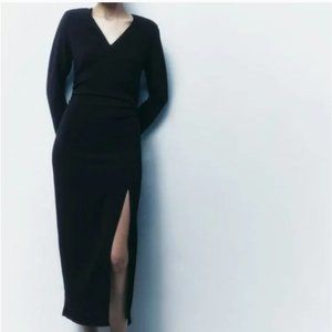 Zara Ruched Waist Midi Dress NWT